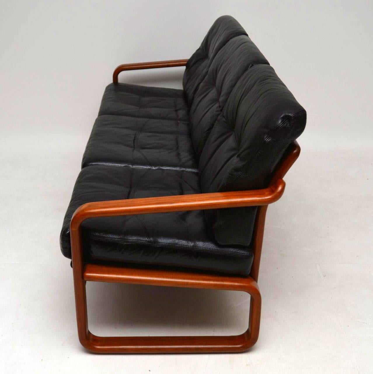 1960s Danish Teak and Leather Vintage Sofa 3