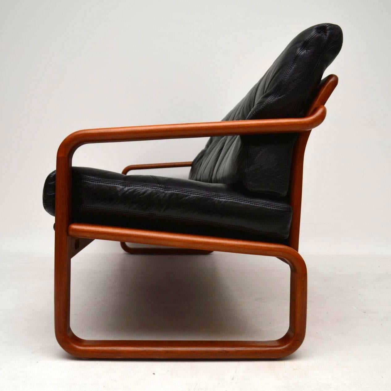 1960s Danish Teak and Leather Vintage Sofa 4