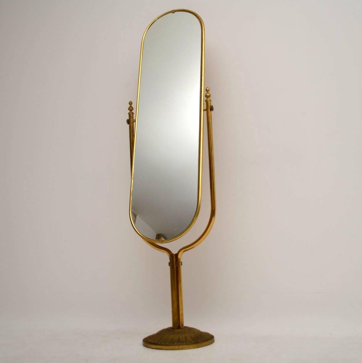 Mid-20th Century 1950s Vintage Italian Brass Cheval Mirror