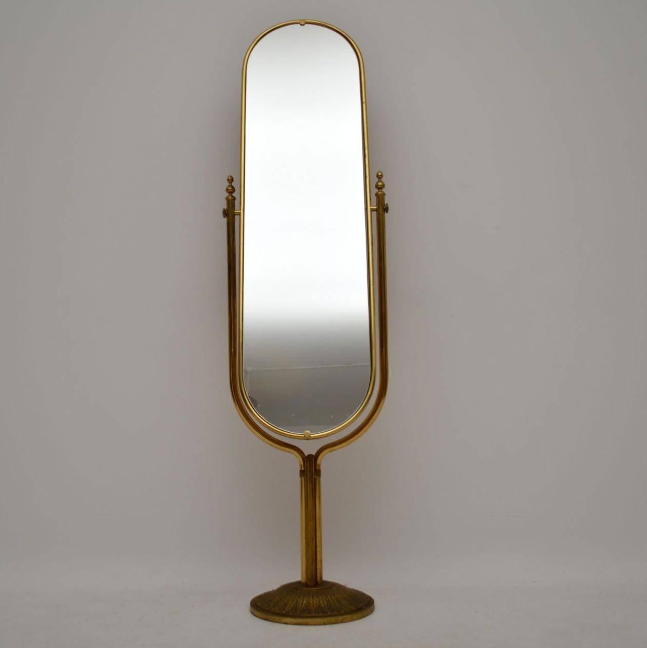 Mid-Century Modern 1950s Vintage Italian Brass Cheval Mirror