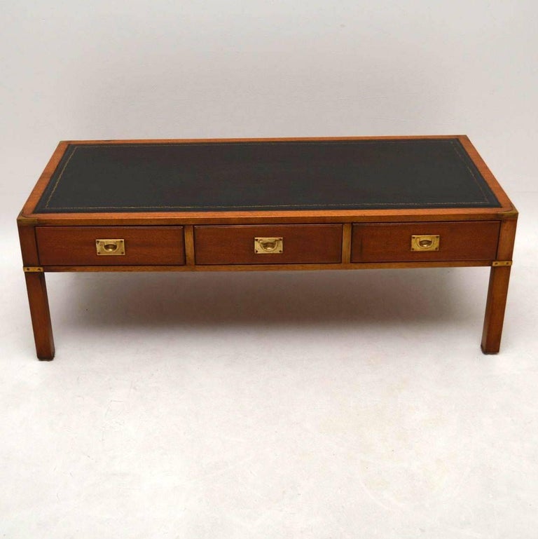 Antique Campaign Style Mahogany Coffee Table - Antique Style Coffee Table Antique Campaign Style Mahogany Coffee Table - Antique Style Coffee Table