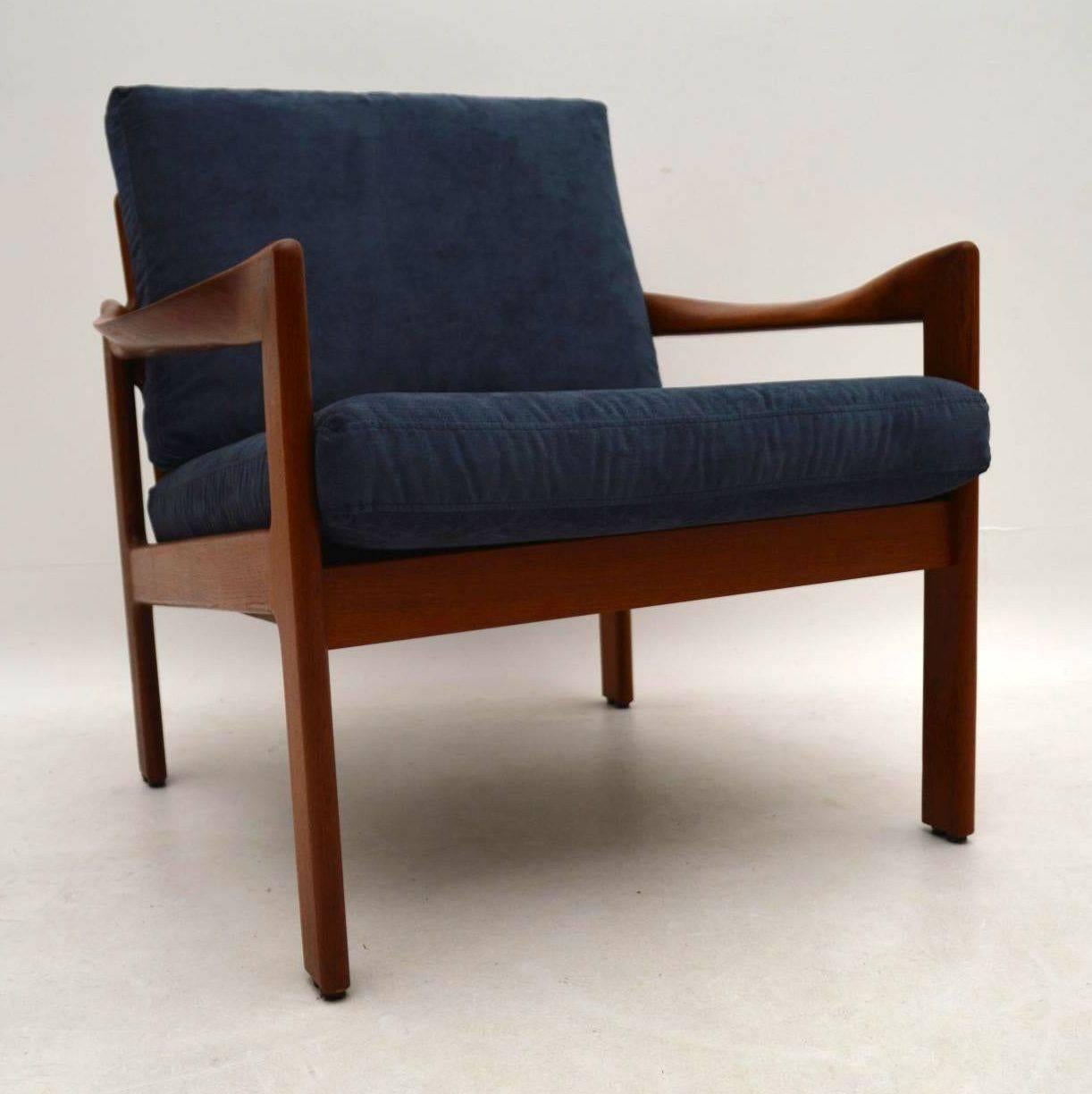 Mid-Century Modern 1960s Danish Teak Vintage Armchair by Illum Wikkelso for Niels Eilersen