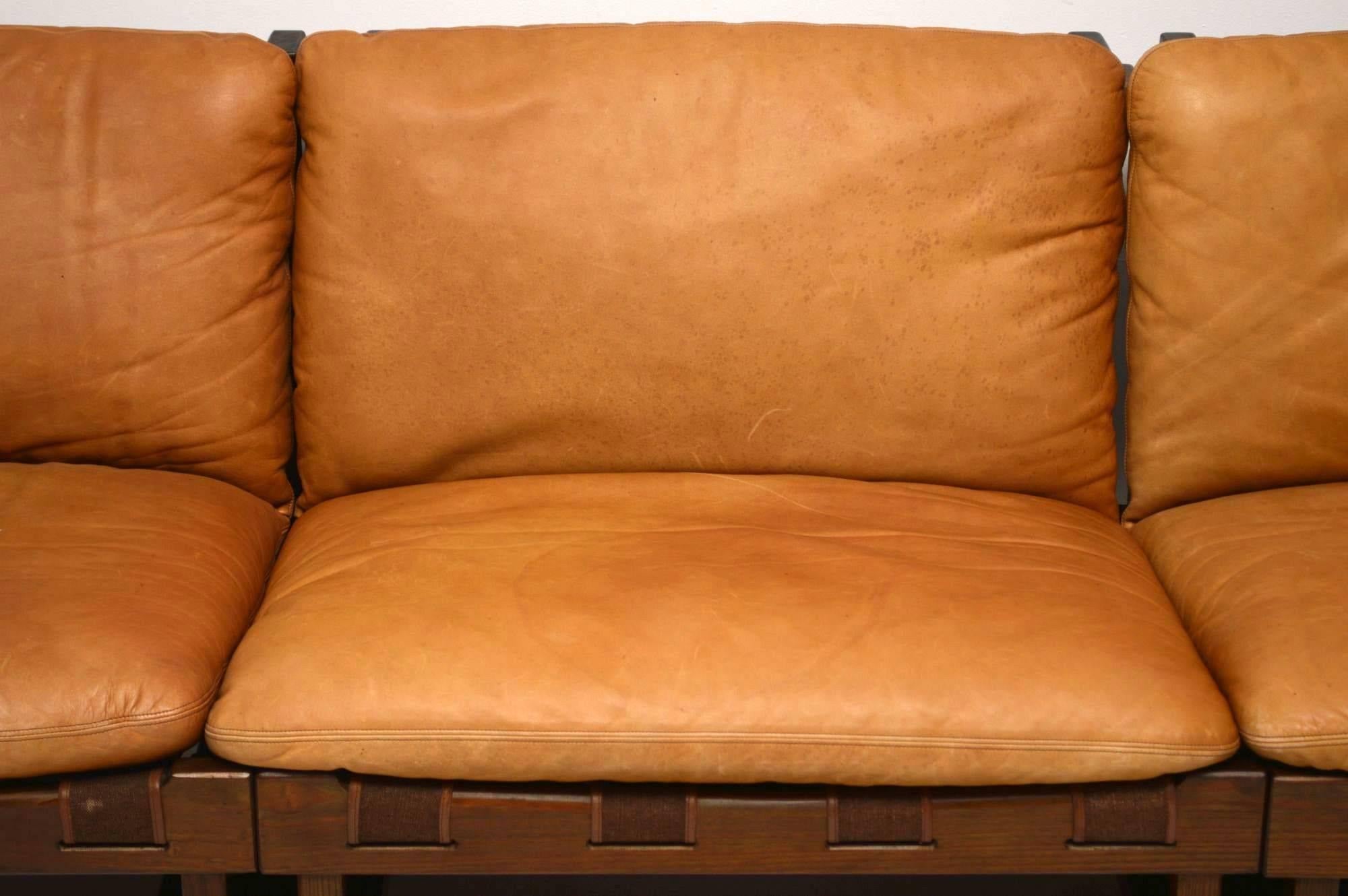 1960s Danish Leather Modular Sofa 3