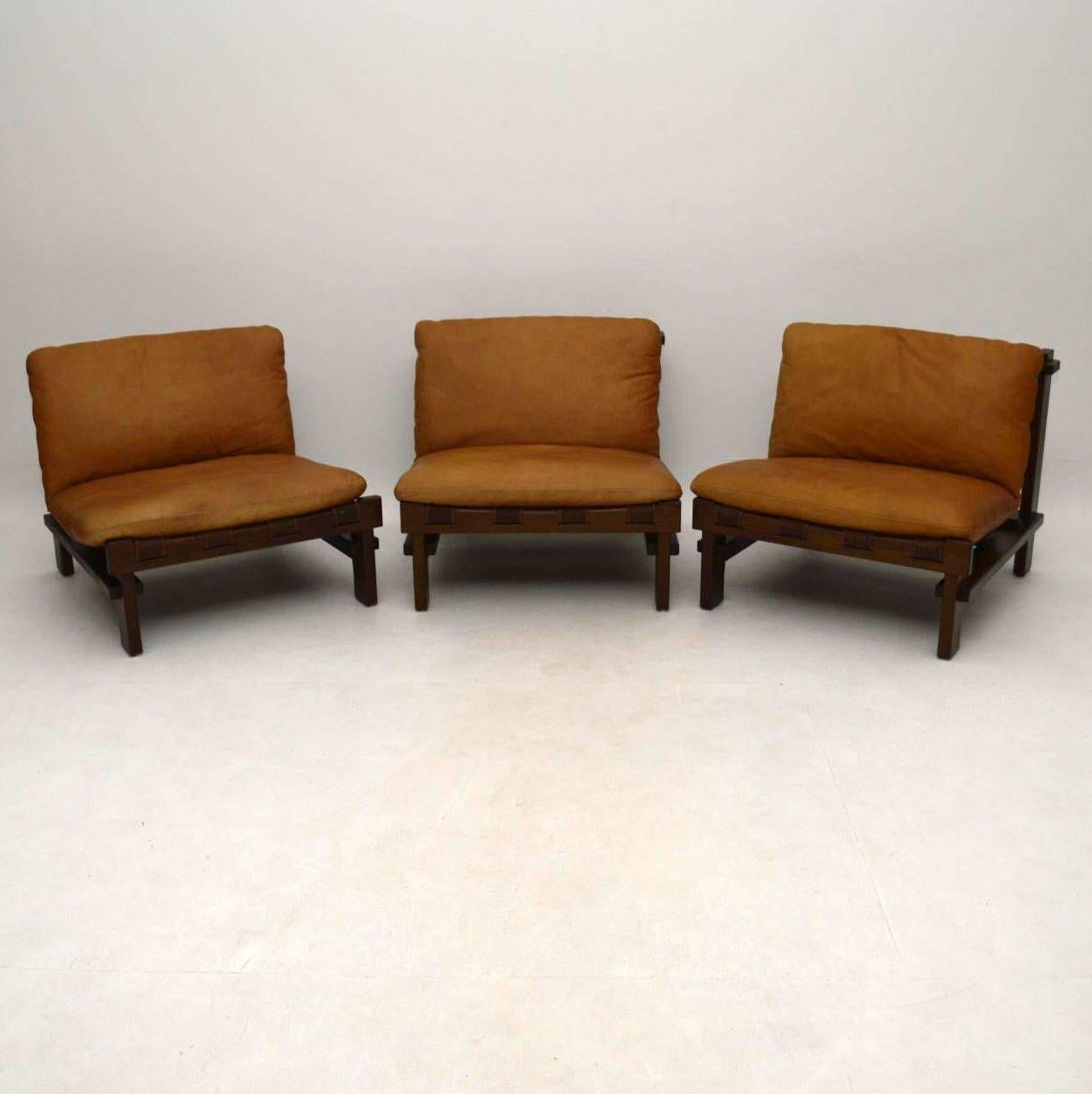 A stylish and extremely comfortable vintage leather sofa, this was made in Denmark, it dates from the 1960-1970s. It comes in three separate sections, so it can be used in a variety of configurations. It can be used as a three-seat sofa, a two-seat