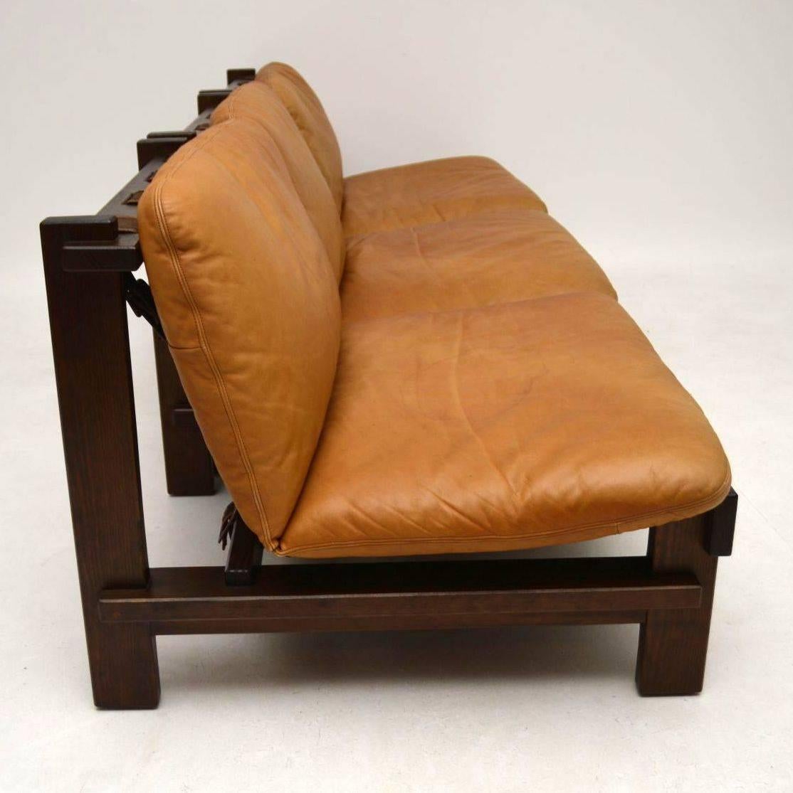 Mid-Century Modern 1960s Danish Leather Modular Sofa