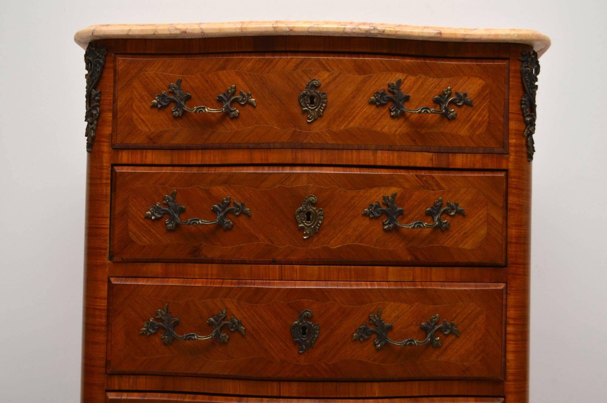 Tall Antique French Marble-Top Chest of Drawers 2