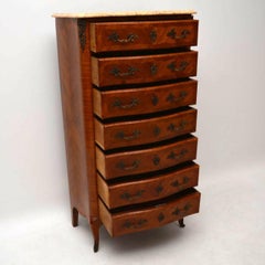 Tall Antique French Marble-Top Chest of Drawers