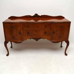 Antique Burr Walnut Queen Anne Style Sideboard