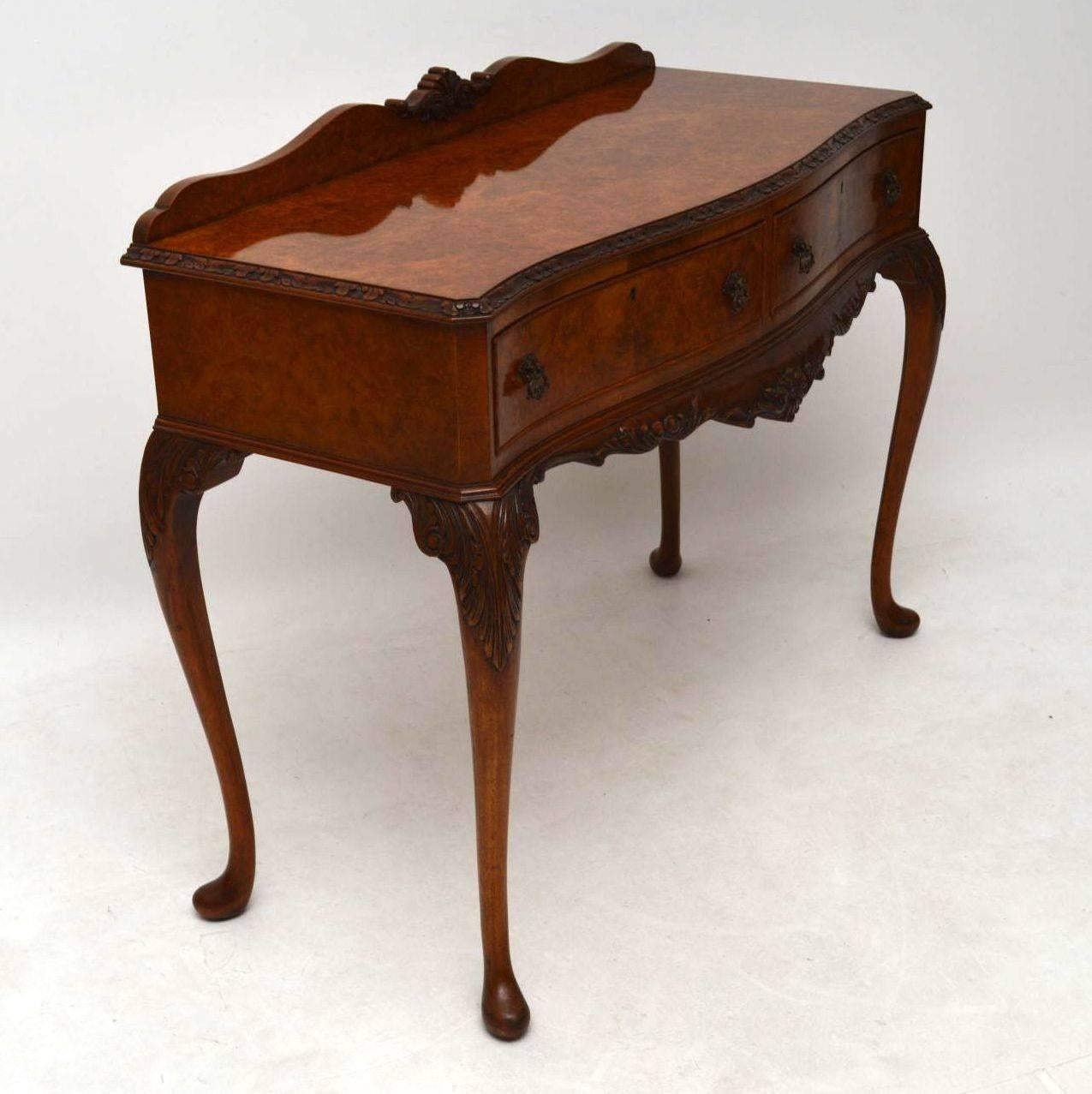 Antique Burr Walnut Console Side Table Server 1