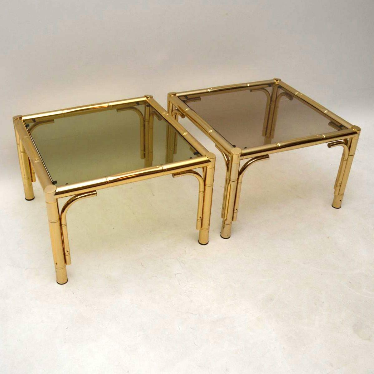 English Pair of 1970s Vintage Brass Side Tables