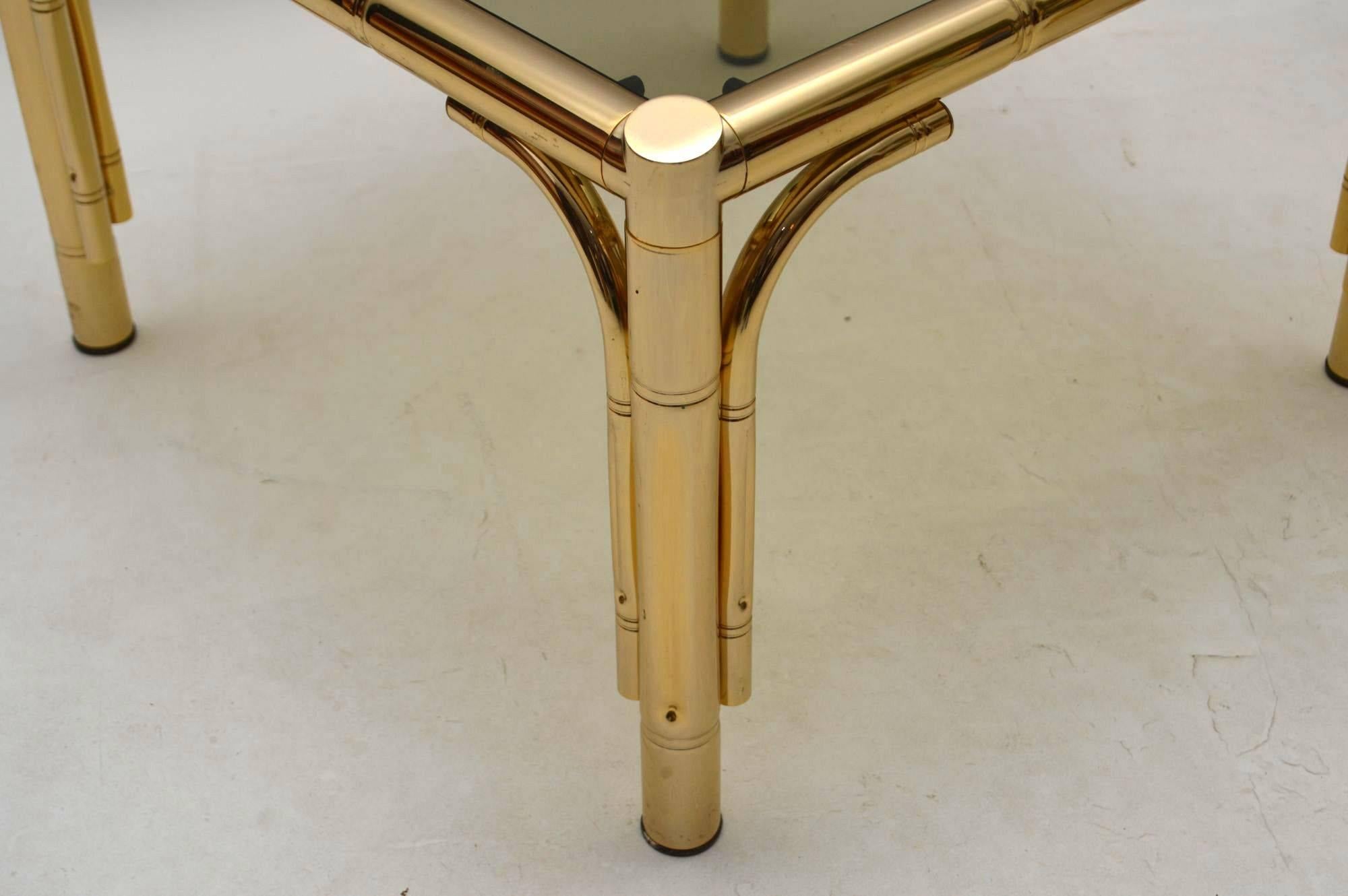 Mid-Century Modern Pair of 1970s Vintage Brass Side Tables