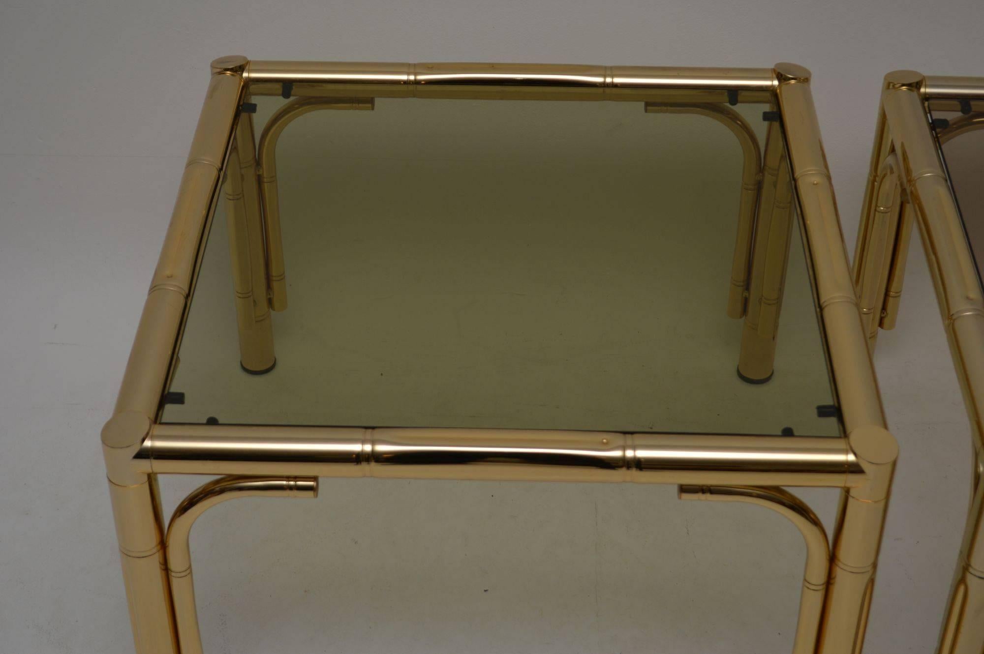 Pair of 1970s Vintage Brass Side Tables In Excellent Condition In London, GB