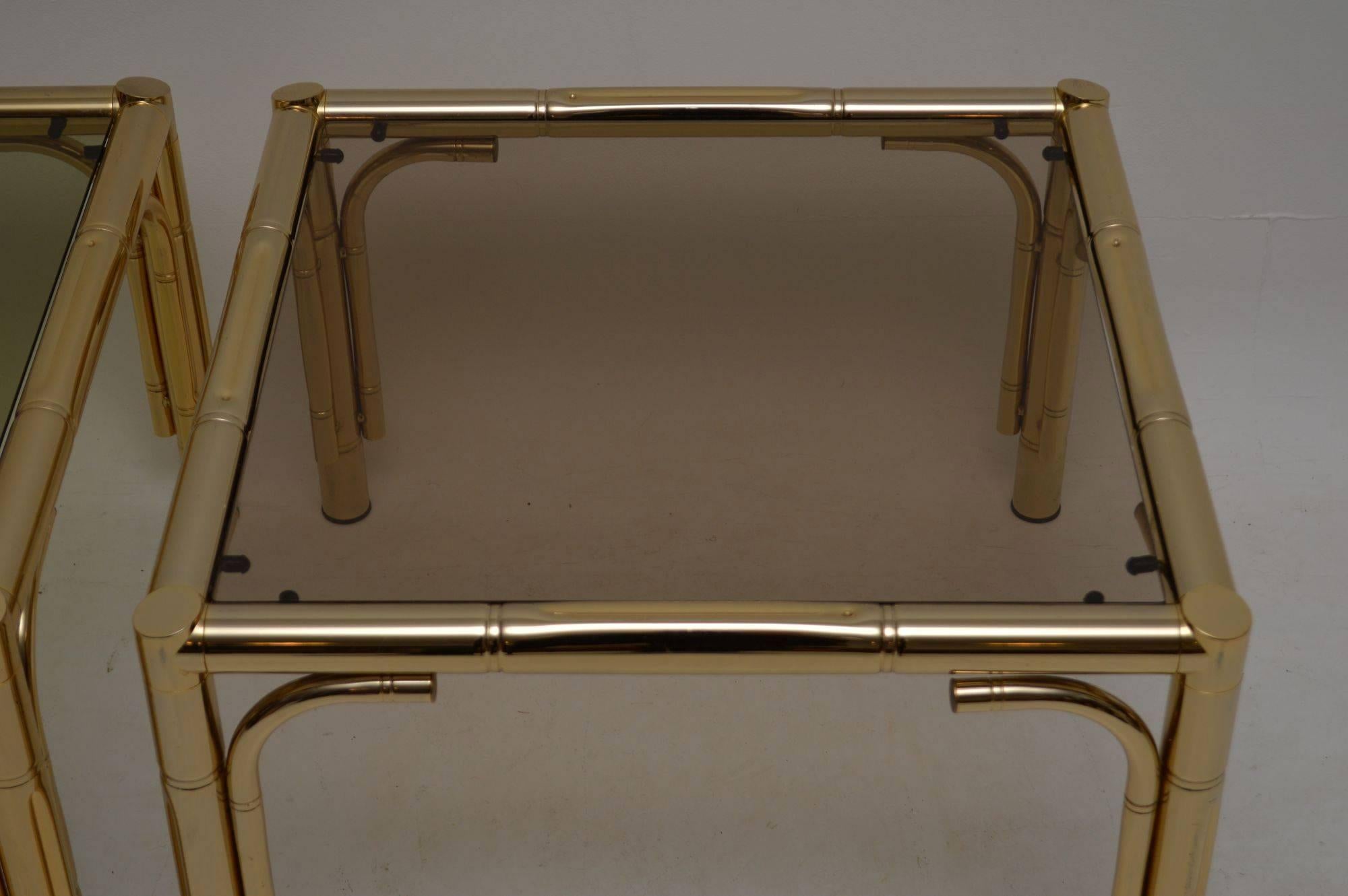 Late 20th Century Pair of 1970s Vintage Brass Side Tables