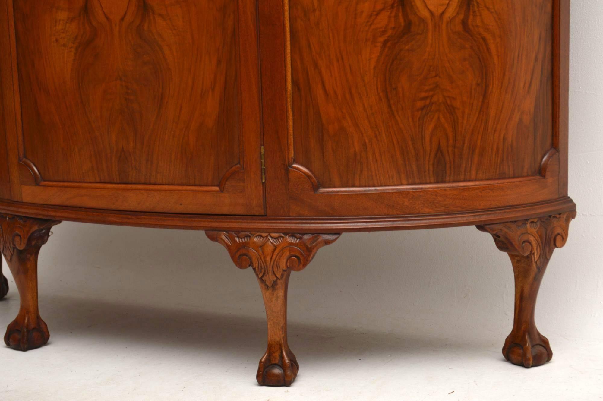 Antique Bow Fronted Walnut Cabinet 1