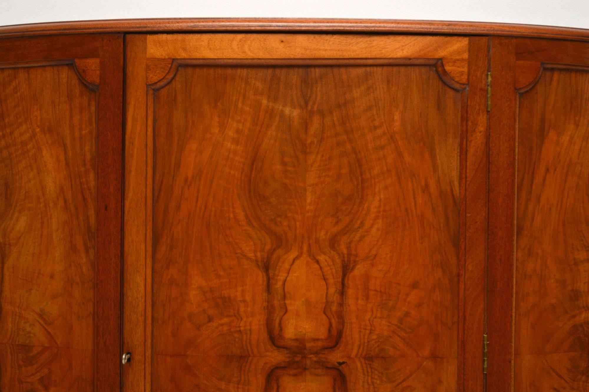 Art Deco Antique Bow Fronted Walnut Cabinet