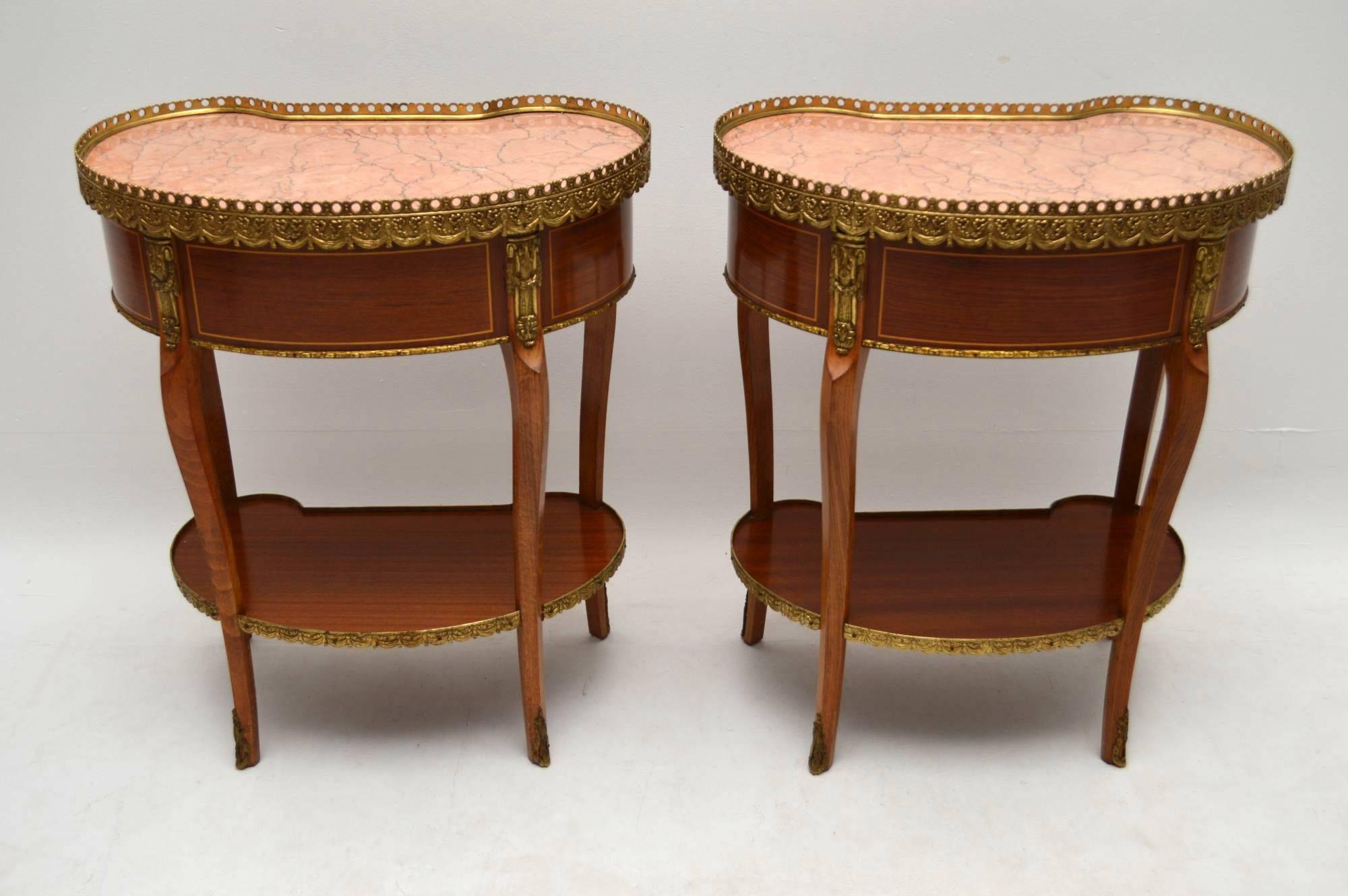 Pair of Antique French Style Marble-Top Side Tables 4