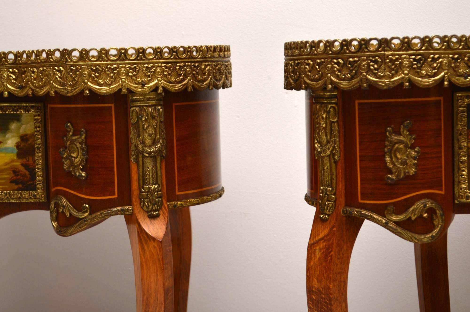 Mid-20th Century Pair of Antique French Style Marble-Top Side Tables