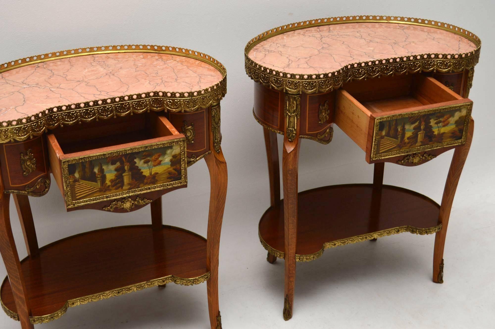 Pair of Antique French Style Marble-Top Side Tables 2