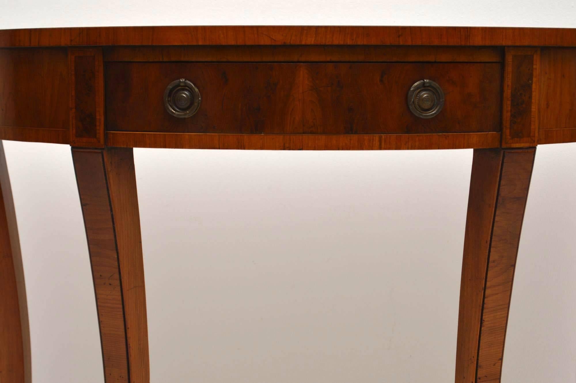 English Antique Yew Wood Console Side Table