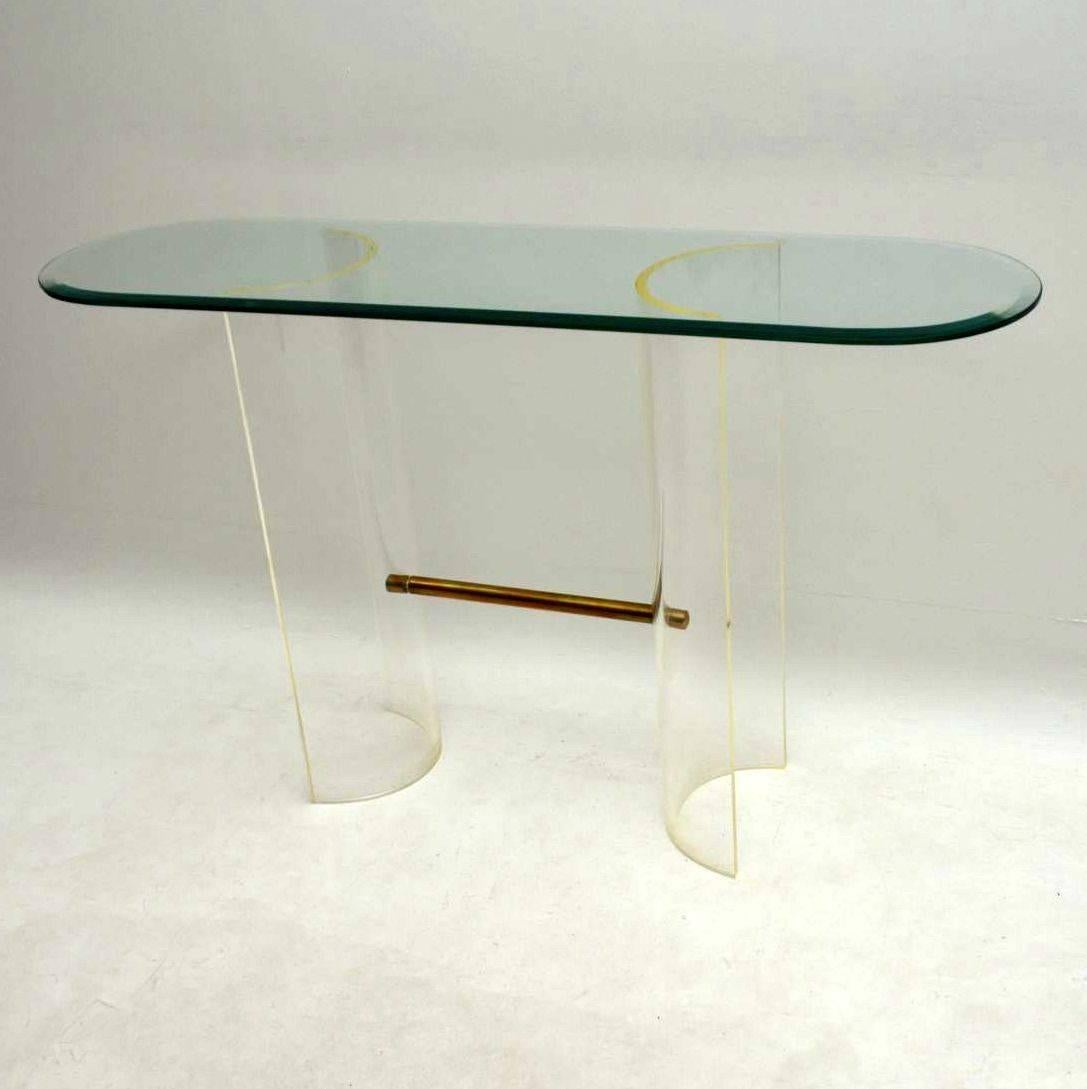 Mid-Century Modern 1970s Vintage Glass and Perspex Console Table