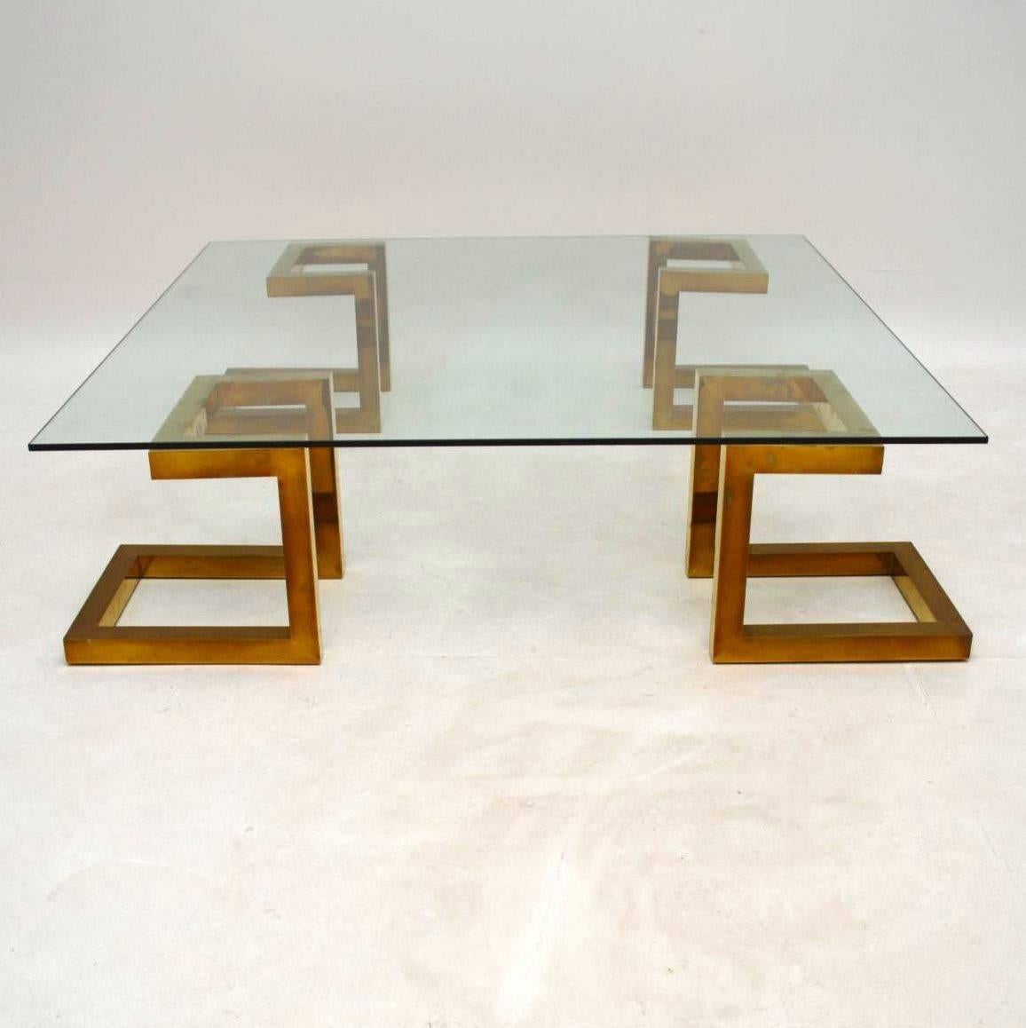 1970s Vintage Italian Brass and Glass Coffee Table In Good Condition In London, GB