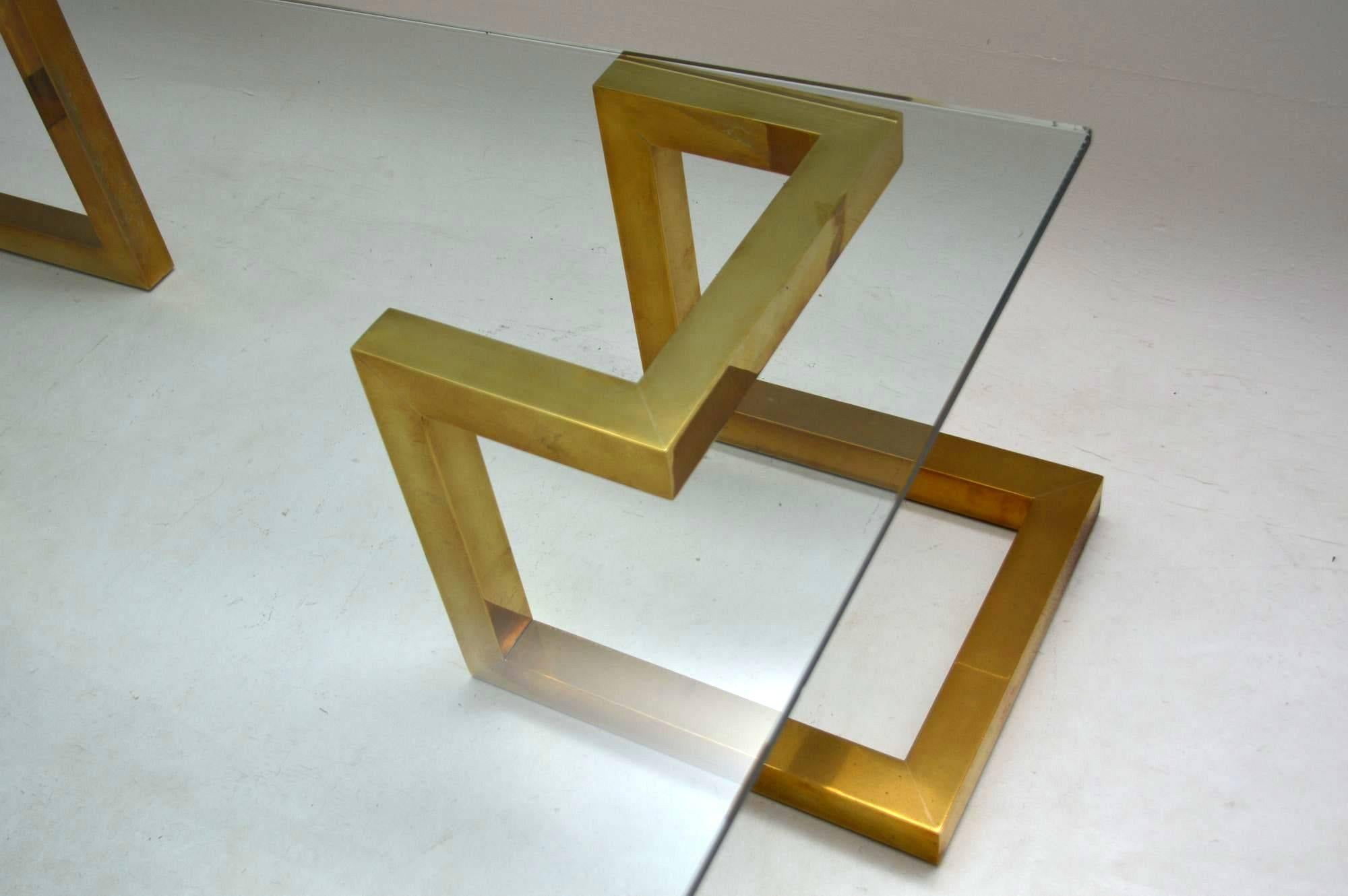 1970s Vintage Italian Brass and Glass Coffee Table 4