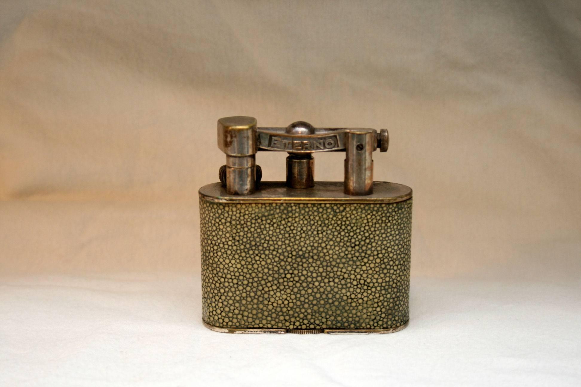 Vintage Shagreen Dunhill and Eterno Table Lighters For Sale at 1stDibs