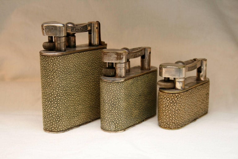 Vintage Shagreen Dunhill and Eterno Table Lighters For Sale at 1stDibs