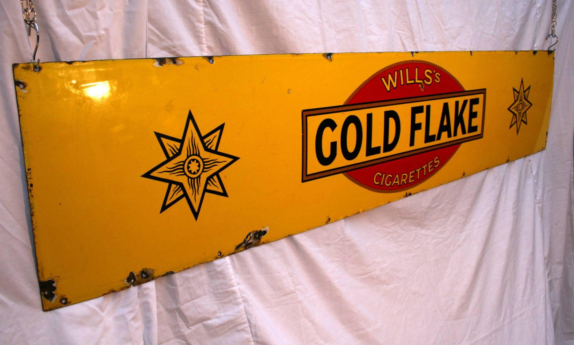 Early 20th Century Wills Gold Flake Advertising Enamel Sign