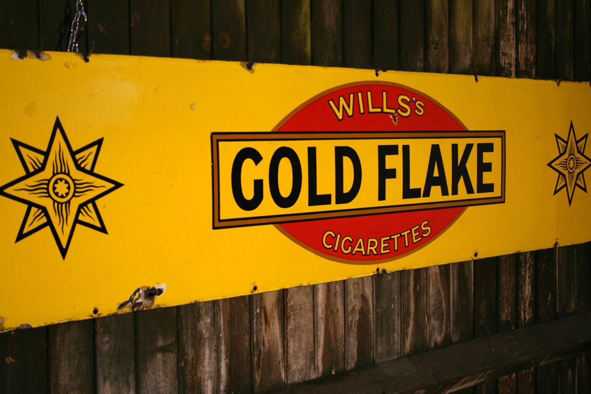 Metal Wills Gold Flake Advertising Enamel Sign