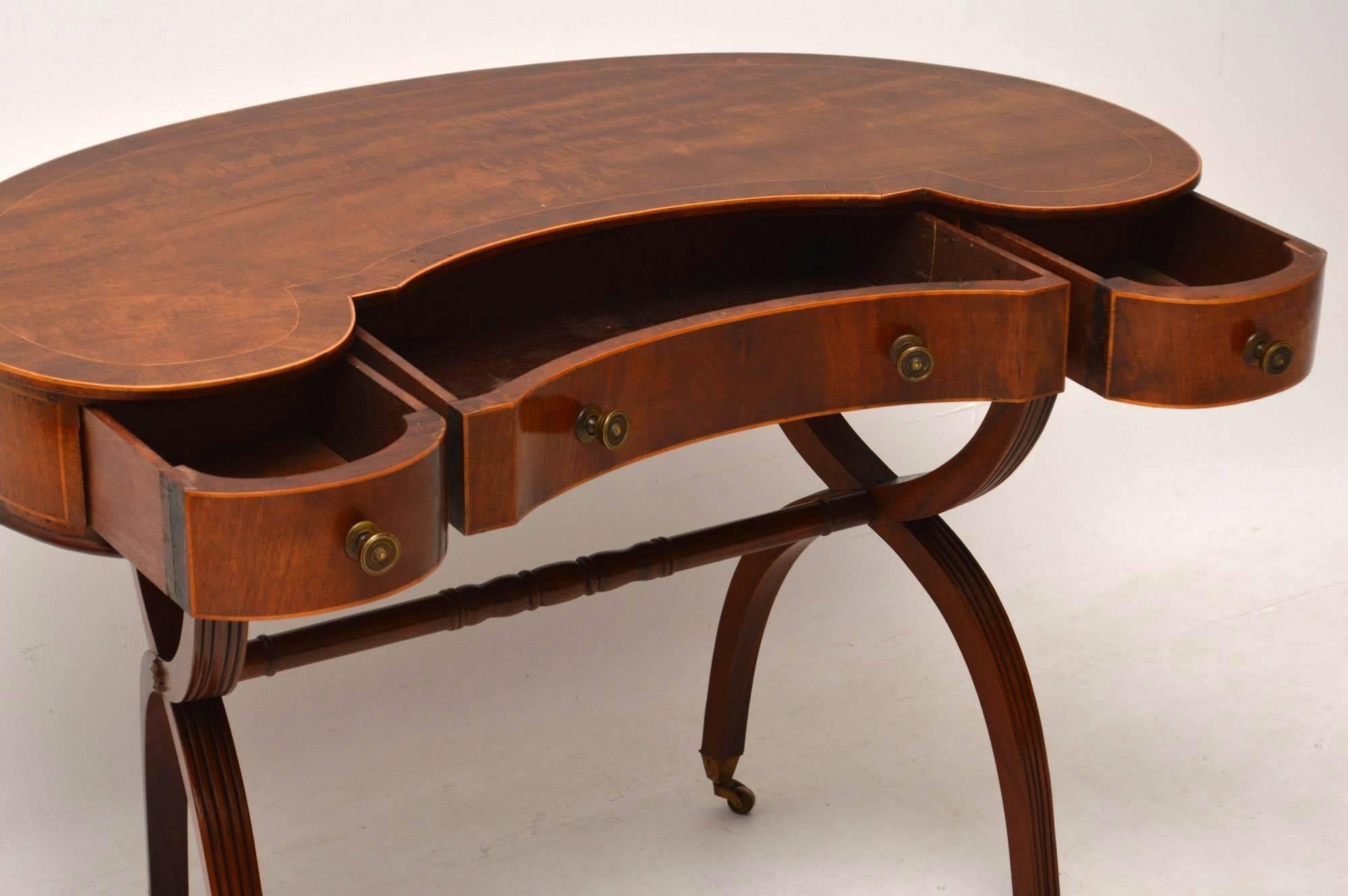 Early 20th Century Antique Mahogany Kidney Shaped Desk or Dressing Table