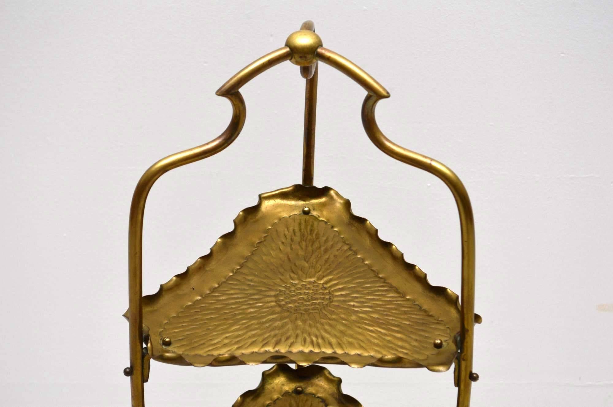 Arts and Crafts Antique Brass Cake Stand by Samuel Heath & Sons