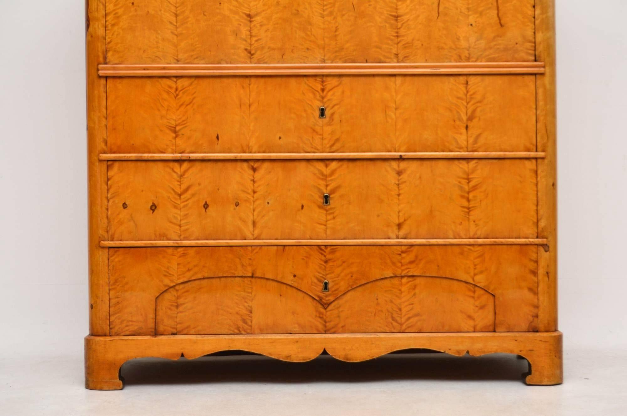 Antique Swedish Biedermeier Satin Birch Secretaire Chest 1