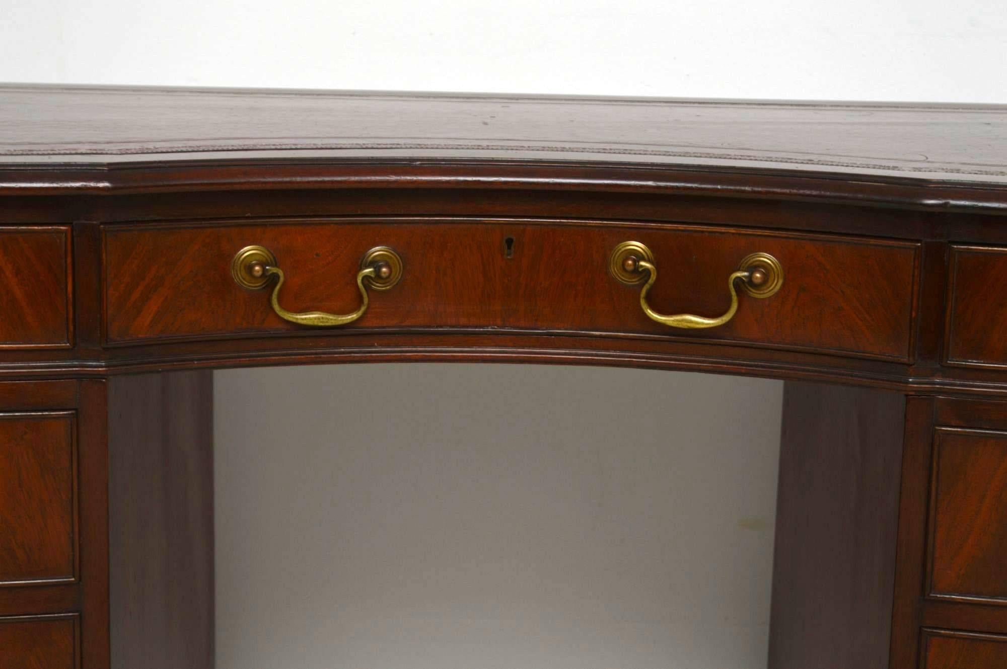 Antique Mahogany Leather Top Pedestal Desk 4