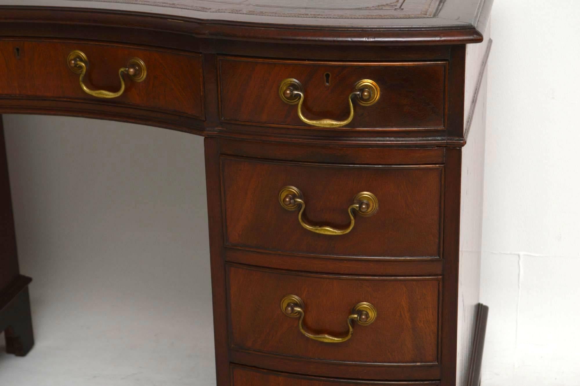 Antique Mahogany Leather Top Pedestal Desk 5