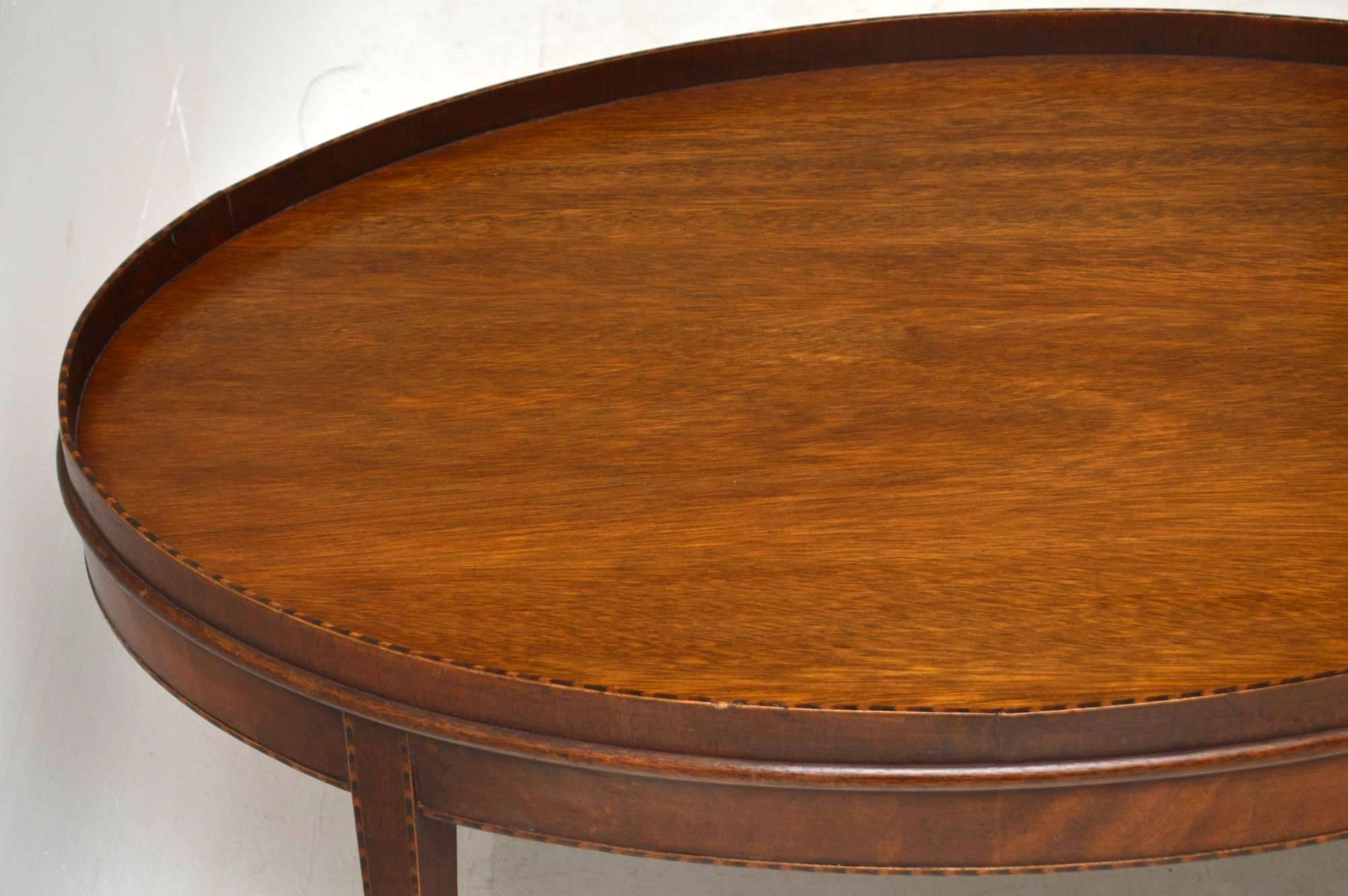 English Antique Inlaid Mahogany Coffee Table