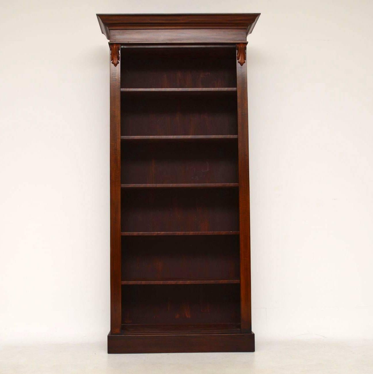 This is a bespoke Victorian style mahogany open bookcase, which has been hand made by a master craftsman. Those of you who are familiar with my web site will recognize this model, because we have had many similar ones in the past in different woods