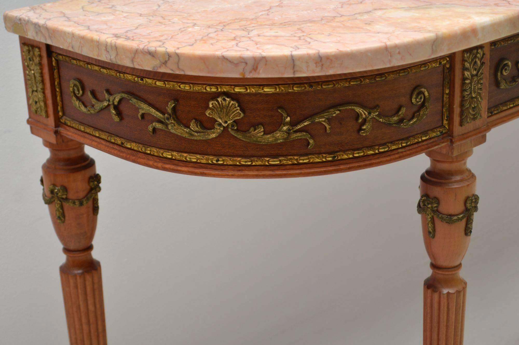 Mid-20th Century Antique French Louis XV Style Marble-Top Console Table