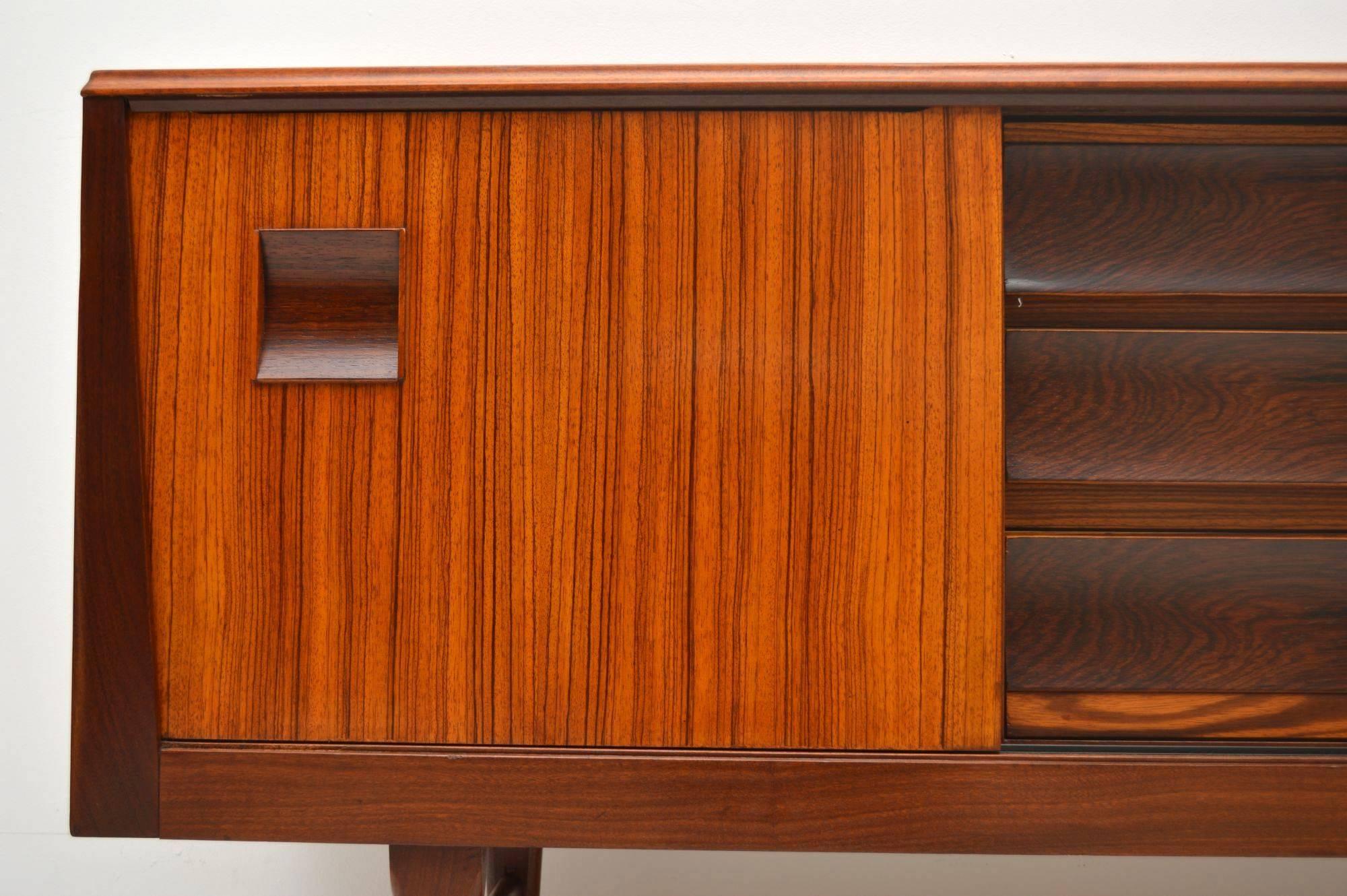 Mid-20th Century 1960s Zebrano and Walnut Vintage Sideboard
