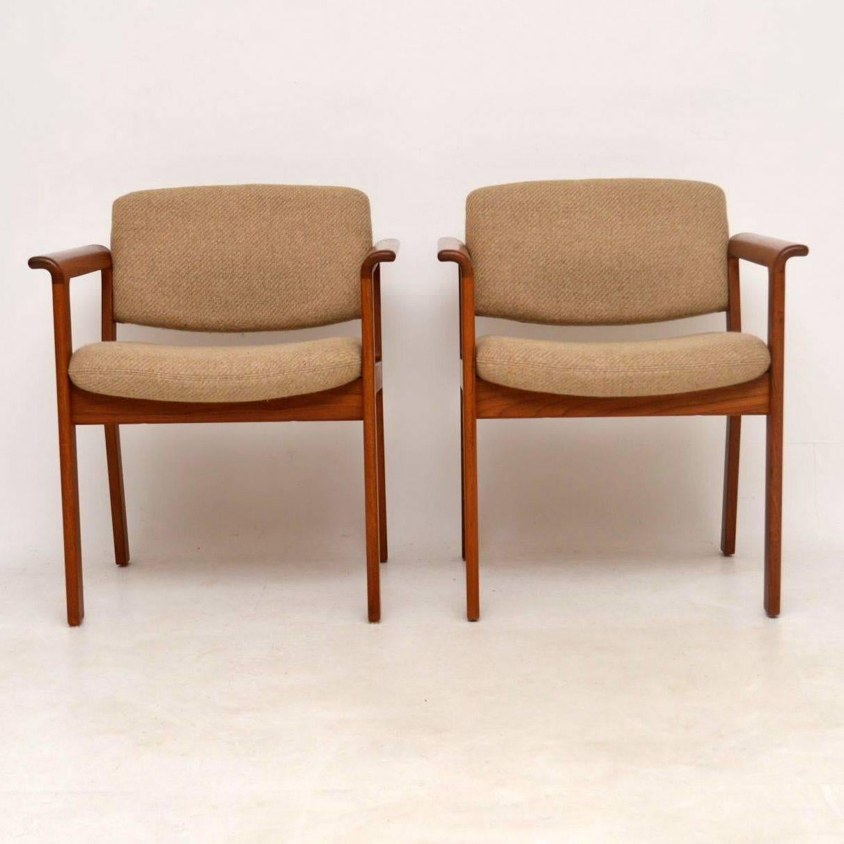 Mid-Century Modern 1960s Pair of Danish Teak Vintage Armchairs by Erik Kirkegaard