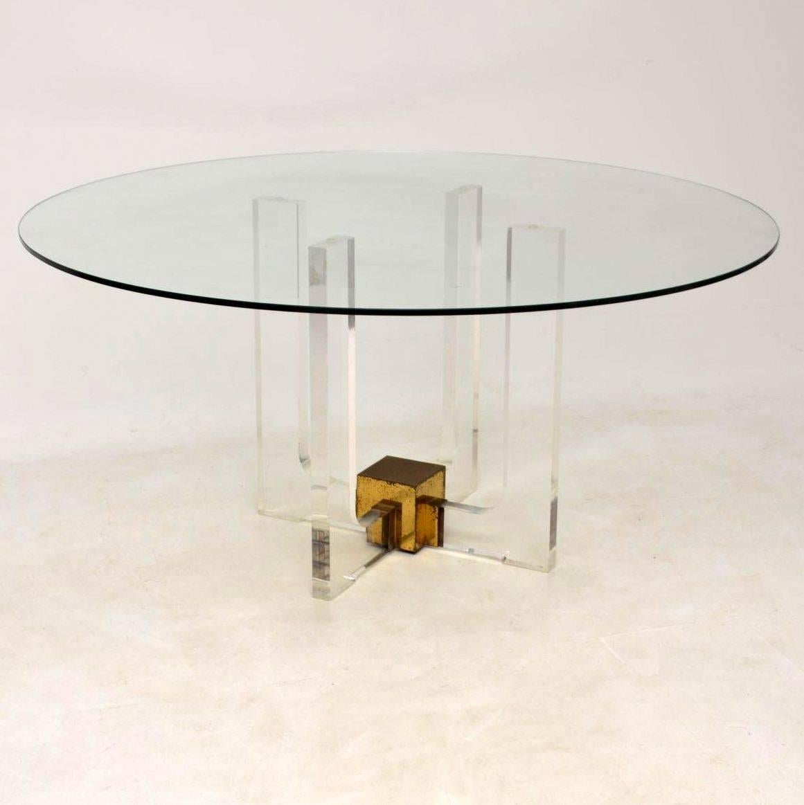 Mid-Century Modern 1970s Glass and Lucite Vintage Dining Table