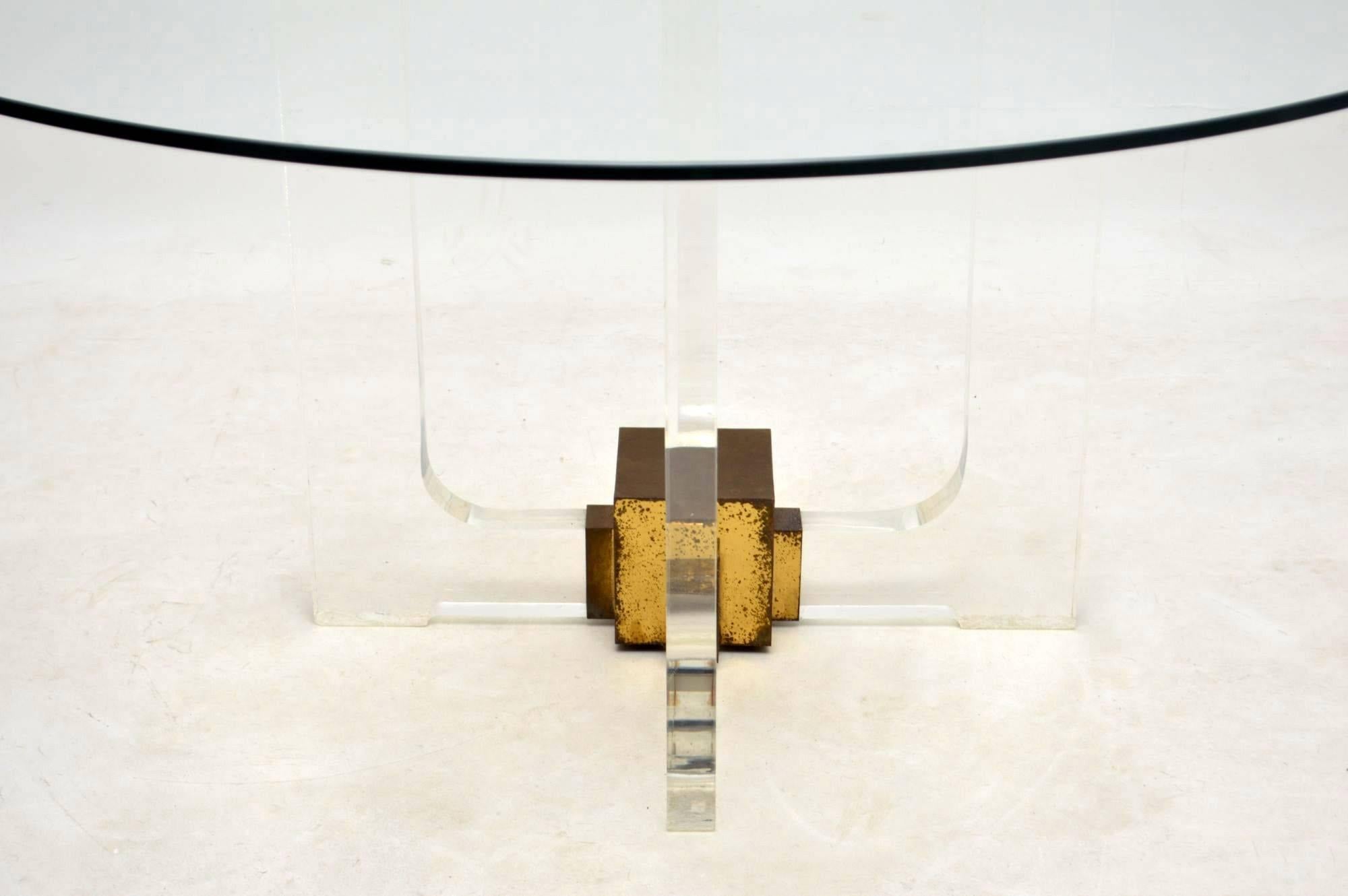 1970s Glass and Lucite Vintage Dining Table 1