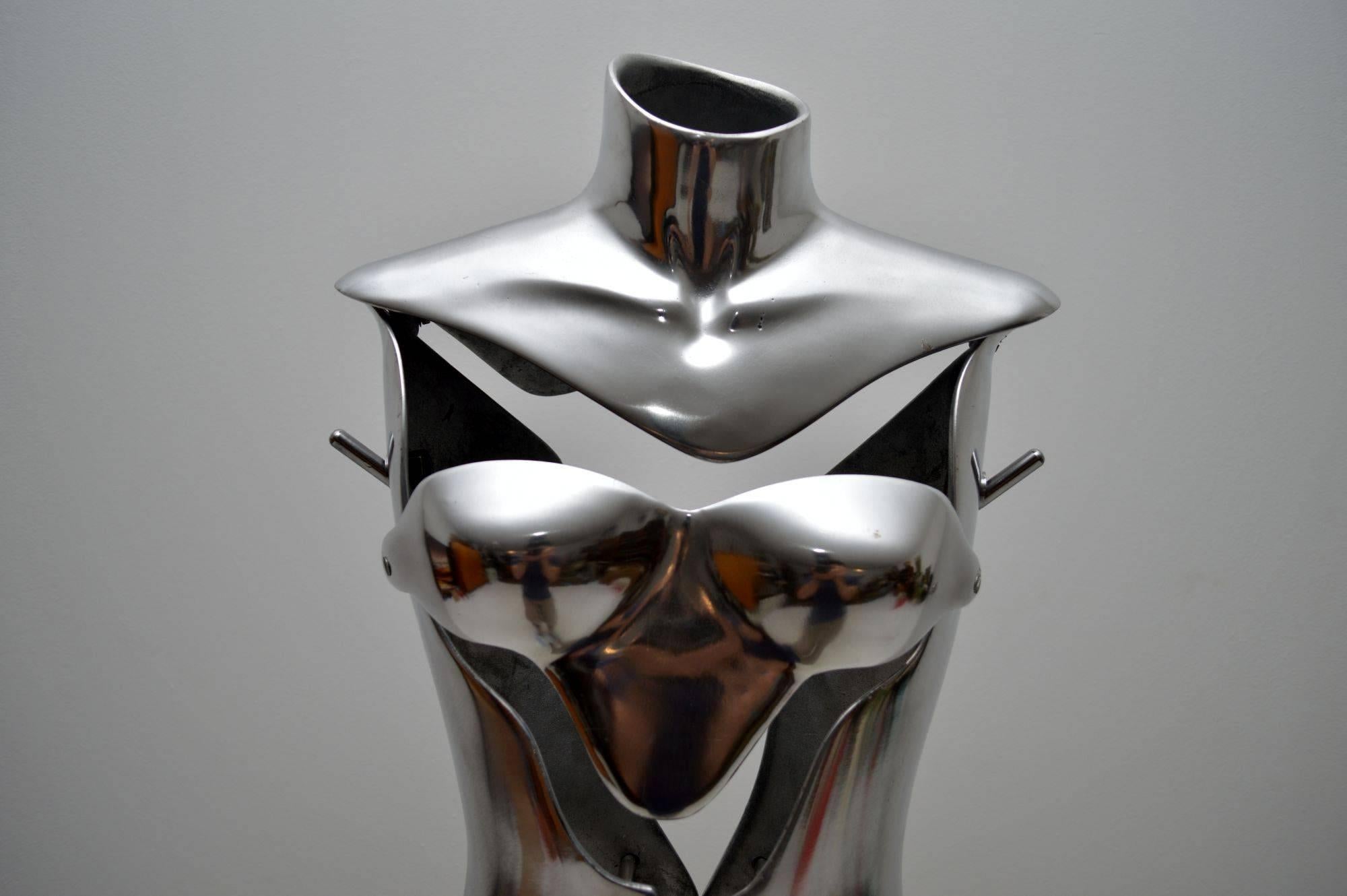 This stunning aluminium and steel mannequin was designed & executed by Nigel Coates in 1993 for Jigsaw of Knightsbridge London. They were a limited amount made for Jigsaw and we have a few of these for sale, but they are a limited edition so we