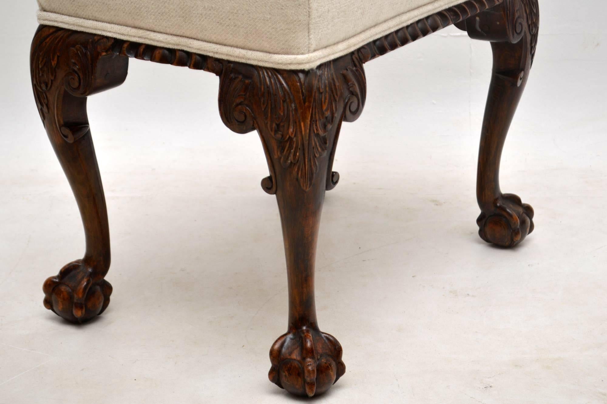 Chippendale Antique Carved Mahogany Stool