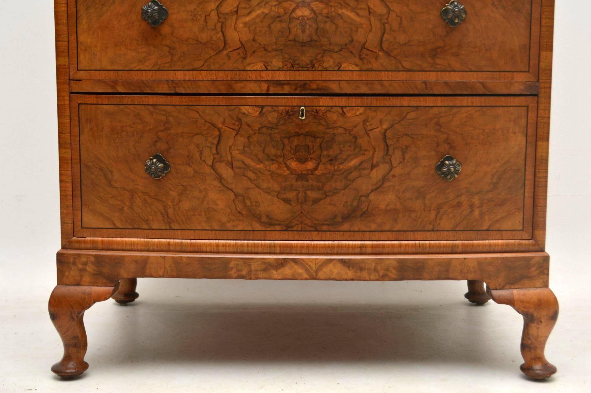 Early 20th Century Antique Walnut Bow Front Chest of Drawers