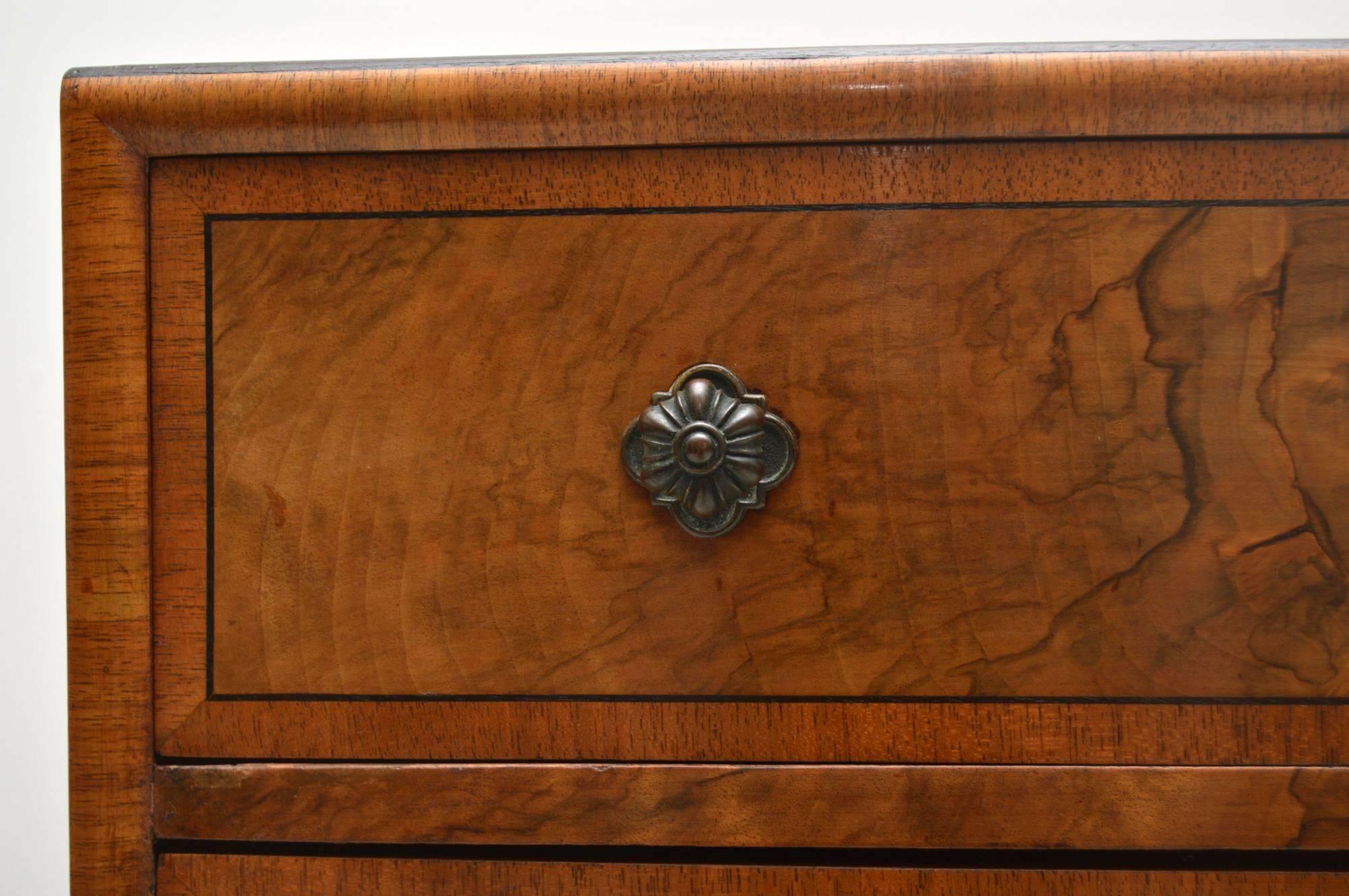 Antique Walnut Bow Front Chest of Drawers 1
