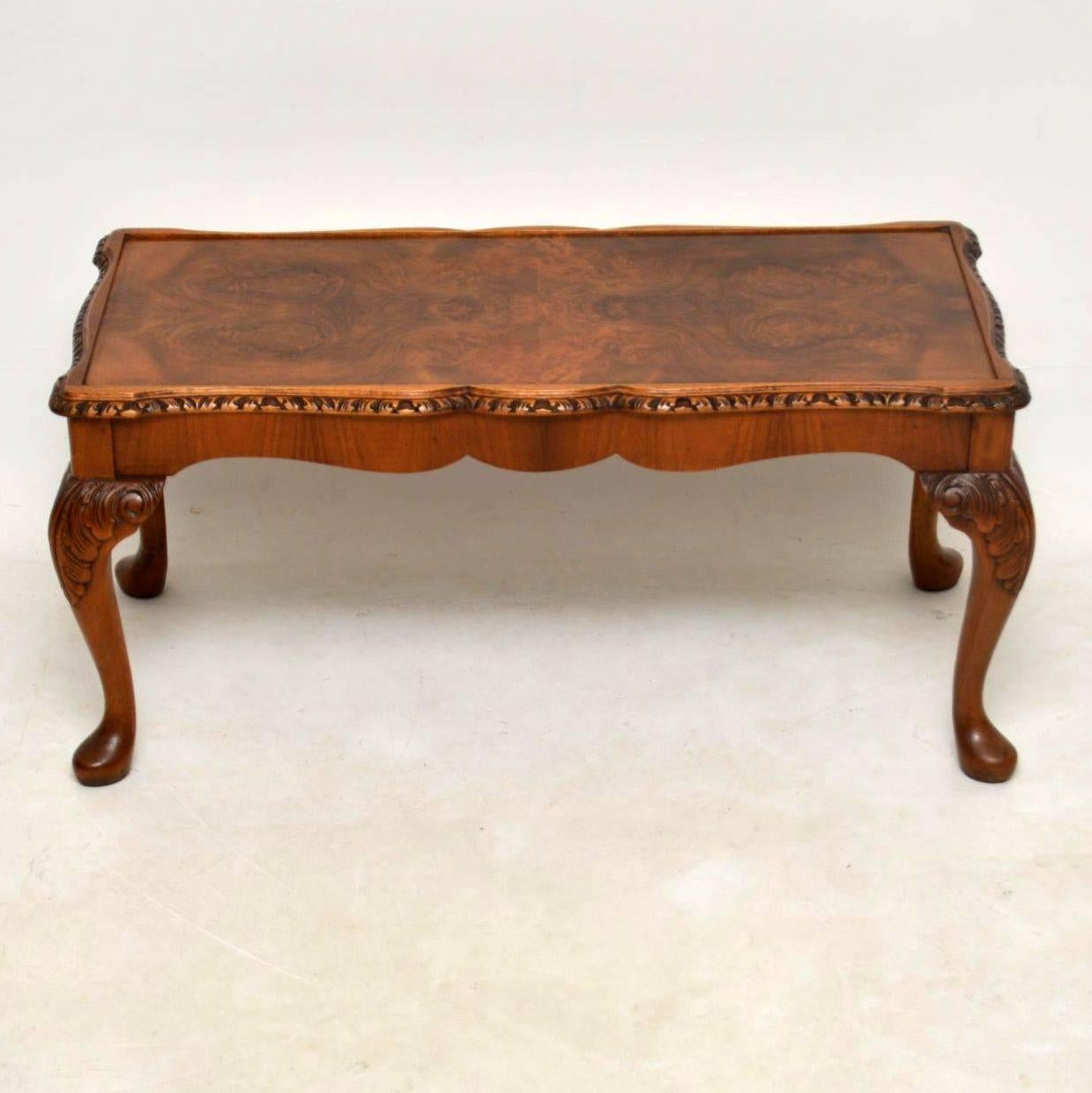 English Antique Burr Walnut Coffee Table