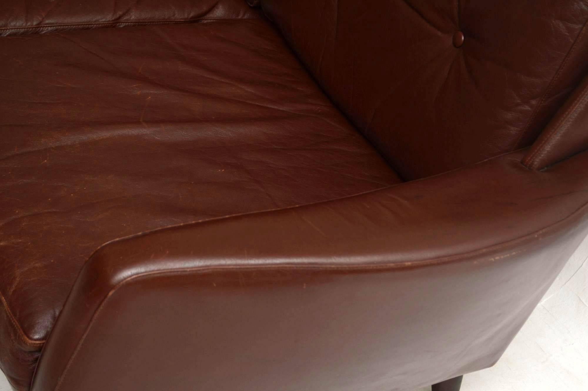 1960s Danish Vintage Leather Sofa 1