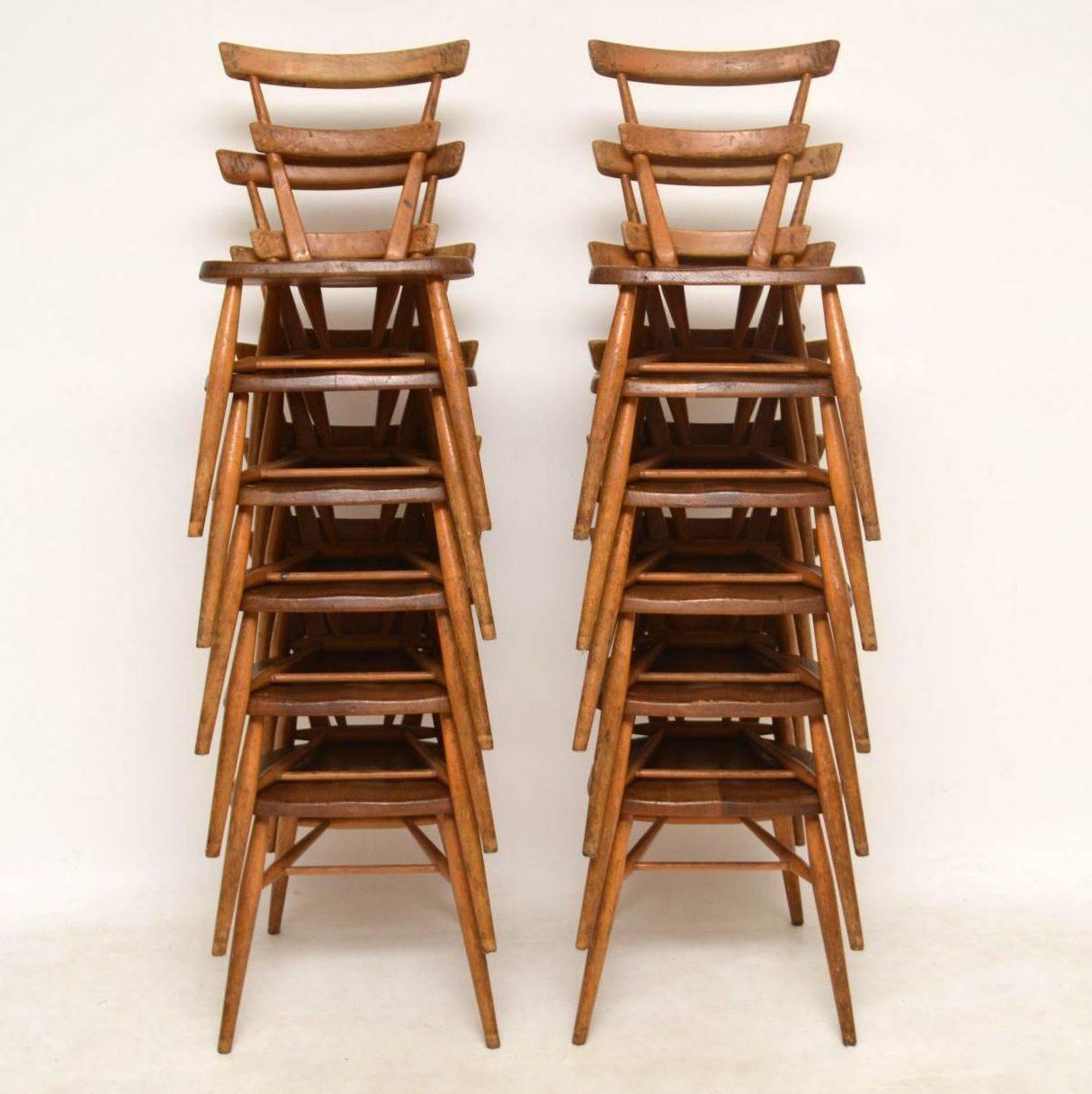 1950s Ercol Blue Dot Childs Dining Chairs, Set of 12 1