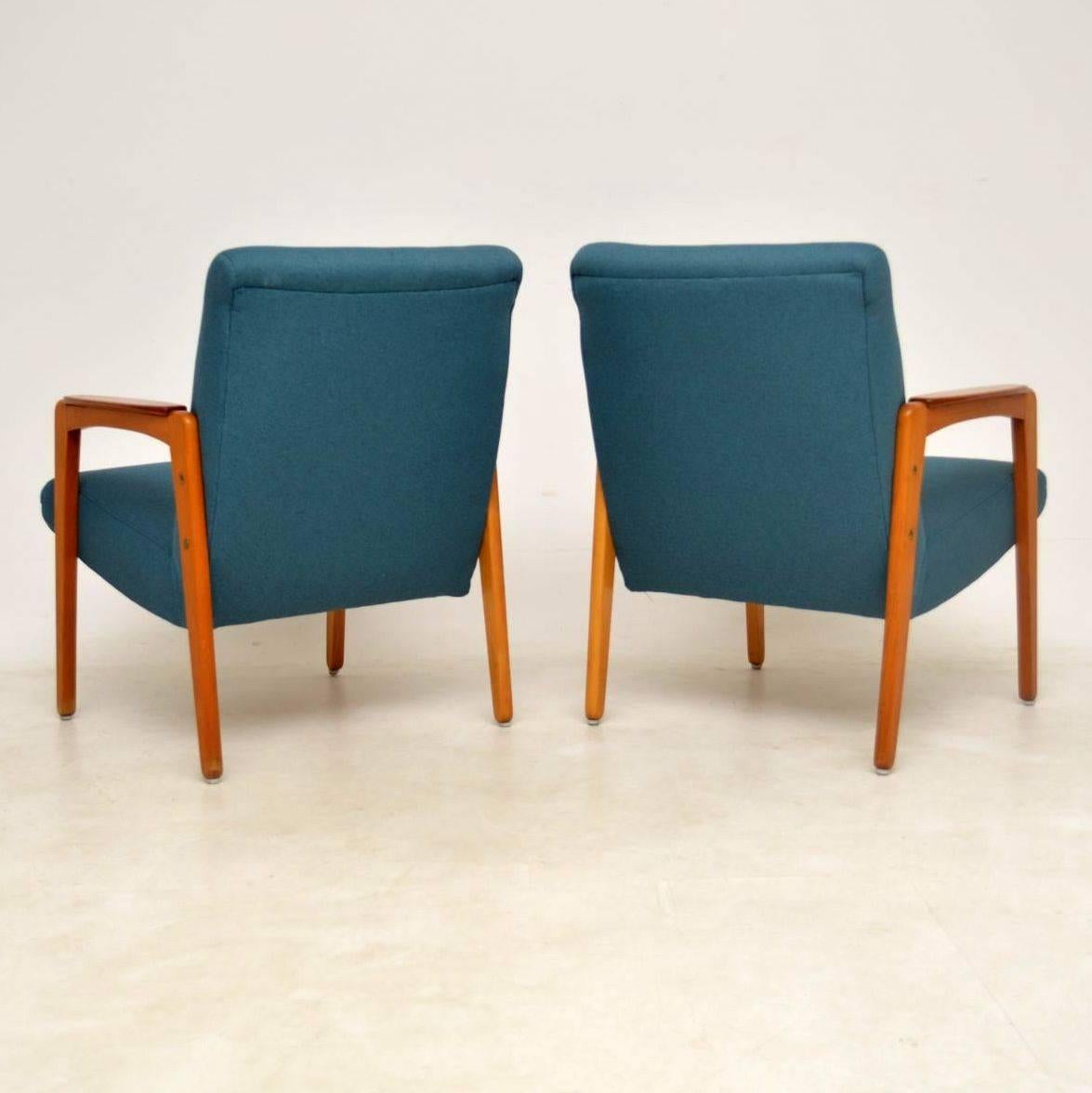 Mid-Century Modern 1950s Pair of Swedish Teak Vintage Armchairs